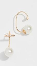 Pearl and Pave Bar Threader Earrings