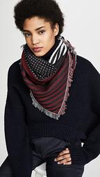 Dots and Stripes Fringed Square Scarf