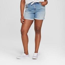 Women's Plus Size Rolled Up Hem Boyfriend Jeans Shorts - Universal Thread™ Medium Wash