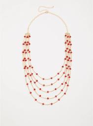 Five Row Red Statement Necklace