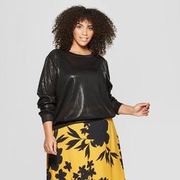 Women's Plus Size Long Sleeve Metallic Pullover - Who What Wear™