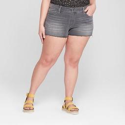 Women's Plus Size Raw Hem Jean Shorts - Universal Thread™ Gray Wash
