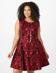 Plus Size Velvet Fit and Flare Dress 