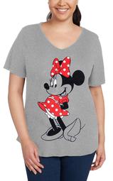 Women's Minnie Mouse Plus Size V-Neck T-Shirt Heather Gray