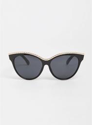 Black Rhinestone Cat Eye Sunglasses
