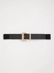 Black & Gold-tone Buckle Waist Belt