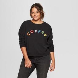 Women's Plus Size Coffee Rainbow Graphic Sweatshirt - Fifth Sun (Juniors') Black