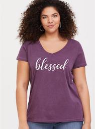 Purple Blessed V-Neck Tee