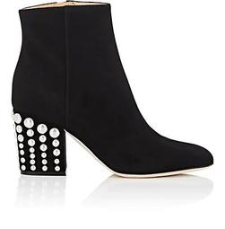 Embellished Suede Ankle Booties