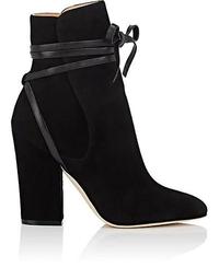 Suede Ankle-Tie Booties