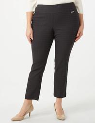 Plus Size Square Pattern Pull-On Trousers 