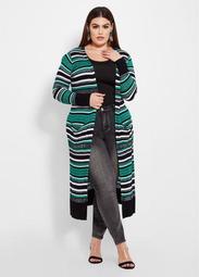 Duster Stripe Cardigan With Pockets