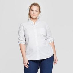 Women's Plus Size Long Sleeve Camden Button-Down Shirt - Universal Thread™ Natural