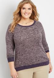 plus size brushed scoop neck basic pullover