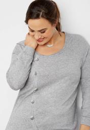 plus size solid button side top