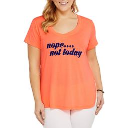 Women's Plus Essential Short Sleeve V-Neck "Nope Not Today" Graphic Tee