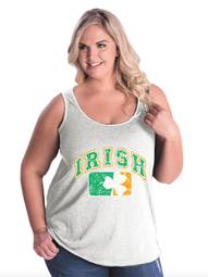 Vintage Irish Flag Shamrock St. Patricks Day Women's Curvy Plus Size Tank Tops
