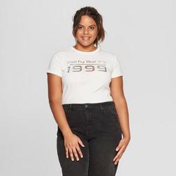 Women's Plus Size Short Sleeve Party Like It's 1999 Graphic T-Shirt - Mighty Fine (Juniors') Cream