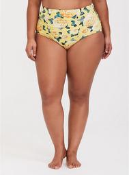 Yellow Floral Ruched Swim Bottom