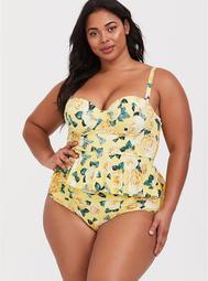 Yellow Floral Lightly Lined Midkini