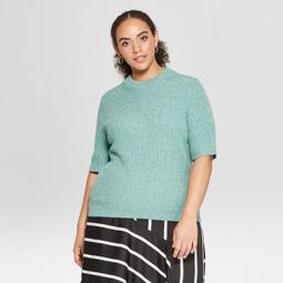 Women's Plus Size Short Sleeve Shrunken Elbow Crew Sweater- Who What Wear™
