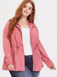 Rose Pink Nylon Rain Jacket