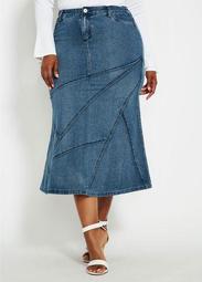 Denim Skirt With Stitching Detail