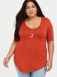 Super Soft Orange Fitted Tunic Tee