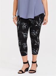 Ponte Stretch Pull-On Pixie Pant - Black Floral