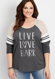 plus size live love bark graphic pullover