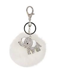 Elephant Pom White Keychain