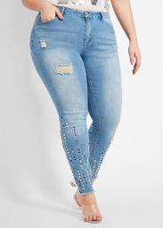 Multi Rhinestone Skinny Jean