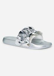Metallic Ruffle Slide Sandal - Wide Width