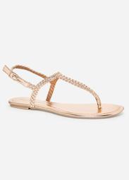 Braided Patent Thong Sandal - Wide Width
