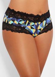 Geo Hipster Panty With Lace Trim