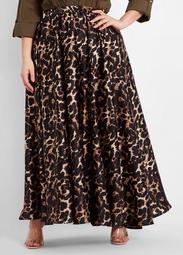 Leopard Print Satin Maxi Skirt