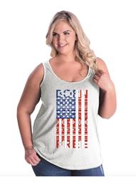 Proud American Flag Women's Curvy Plus Size Tank Tops
