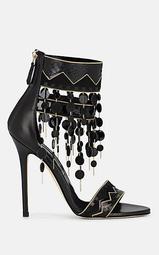 Lalopez Confetti-Fringed Leather Ankle-Strap Sandals