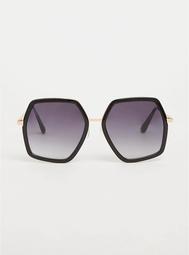 Black Hexagon Oversize Sunglasses