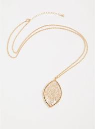 Gold-Tone Filigree Overlay Pendant Necklace