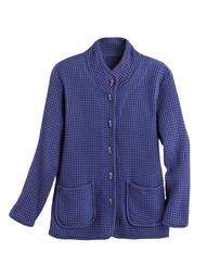 Focus Fashions Women's Waffle Weave Knit Cotton Jacket - Patch Pockets Cardigan