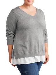 Women's Plus Size Layered Sweater with Side Ties