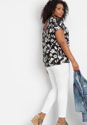 plus size 24/7 floral open back tee