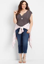 plus size Silver Jeans Co.&reg; solid ruffled sleeve tee