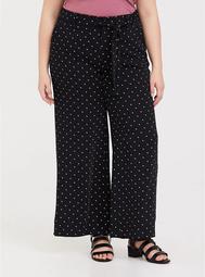 Black Dotted Crepe Wide Leg Pant