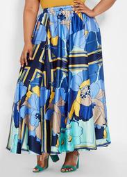 Oversized Floral Satin Maxi Skirt