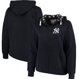 New York Yankees Soft as a Grape Women's Plus Size Pennant Race Full-Zip Hoodie - Navy