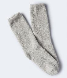 Solid Metallic Fuzzy Crew Socks
