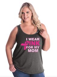 I Wear Pink My Mom Breast Cancer Awareness Women's Curvy Plus Size Tank Tops