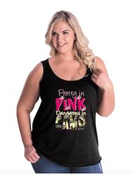 Pretty in Pink Dangerous in Camo Women Curvy Plus Size Tank Tops